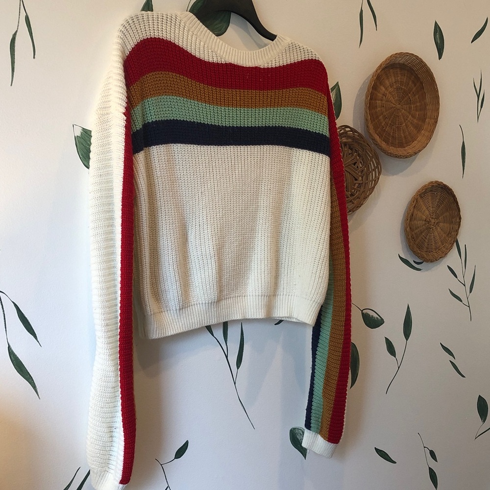 SHEIN Multicolor Striped Crew Neck Sweater